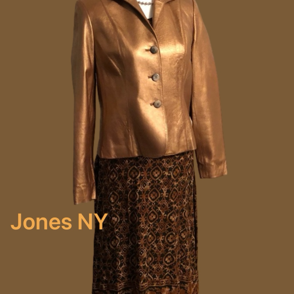 Jones NY Gold Faux Leather Jacket (S)